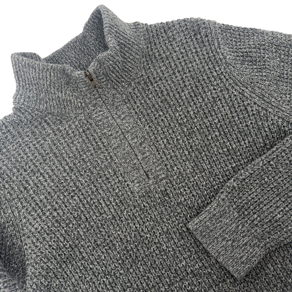 LL Bean Mens Organic Cotton Quarter Zip Sweater Gray Marl 508120 Large L-REG